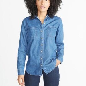 Merona Women’s Button Front Denim Chambray Top Size Small